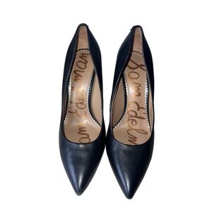 Sam Edelman Hazel Black Leather Pointed Toe Stiletto Pumps Heels Womens Size 8M